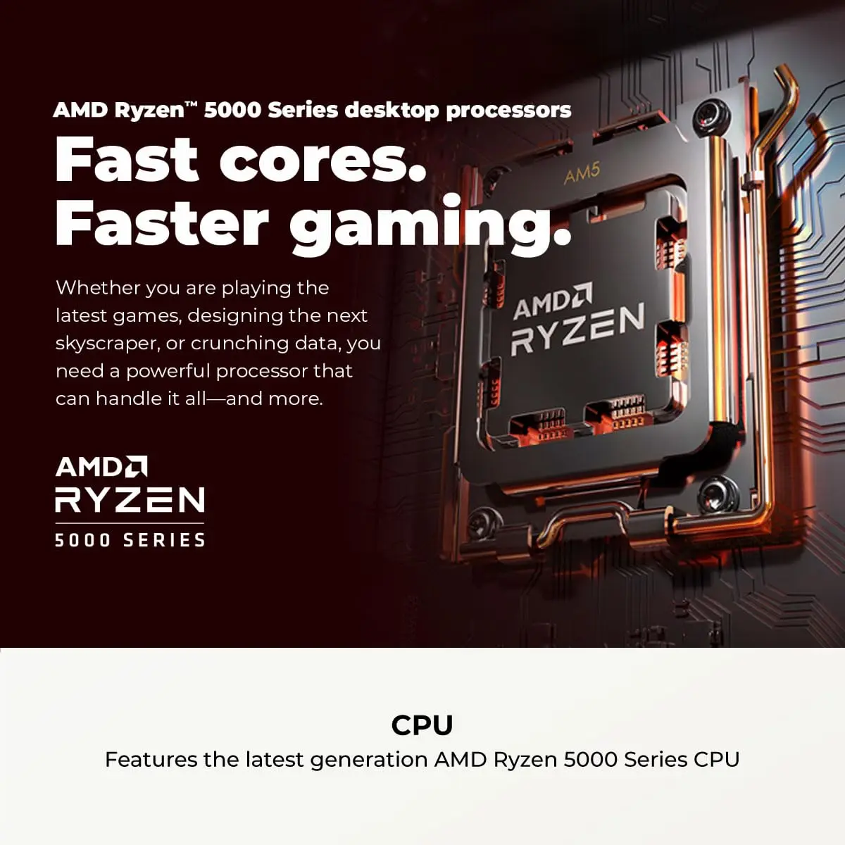 CyberpowerPC Gamer Master Gaming PC AMD Ryzen 5 5500 3.6GHz Radeon RX 6400 4GB 16GB DDR4 500GB SSD | High-Performance Desktop - view 5