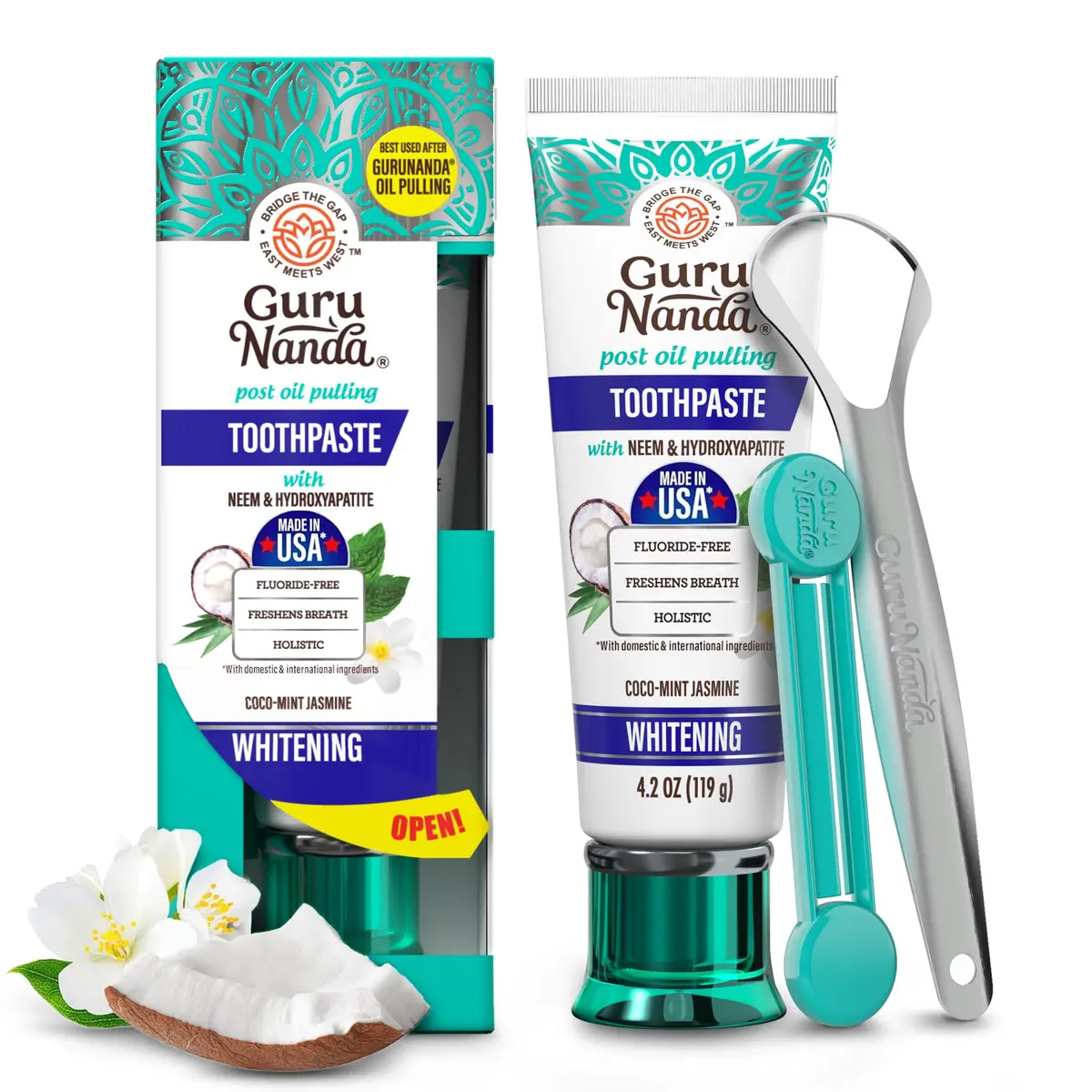 GuruNanda Hydroxyapatite Toothpaste with Neem & Vitamins 124ml (4.2oz) | Fluoride-Free Enamel Fortification - main product image