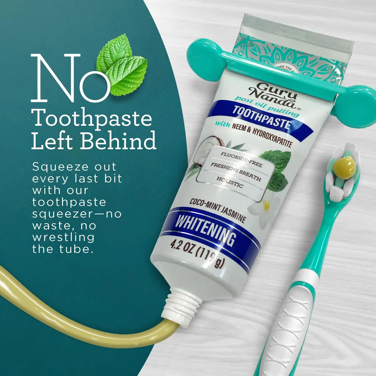 GuruNanda Hydroxyapatite Toothpaste with Neem & Vitamins 124ml (4.2oz) | Fluoride-Free Enamel Fortification - view 9
