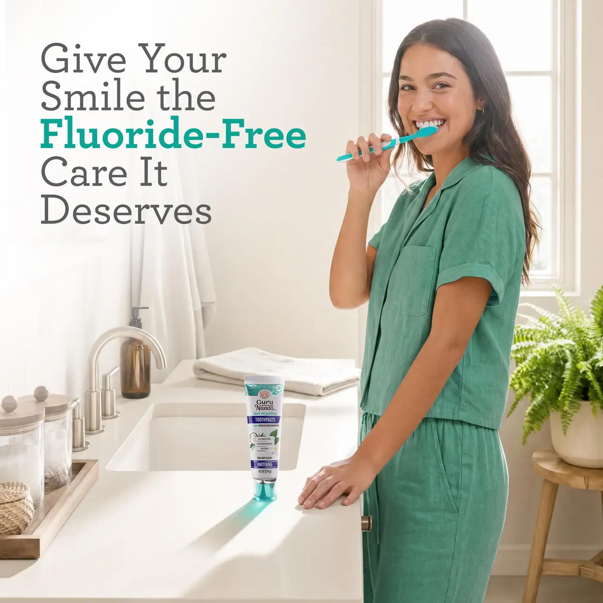 GuruNanda Hydroxyapatite Toothpaste with Neem & Vitamins 124ml (4.2oz) | Fluoride-Free Enamel Fortification - view 2