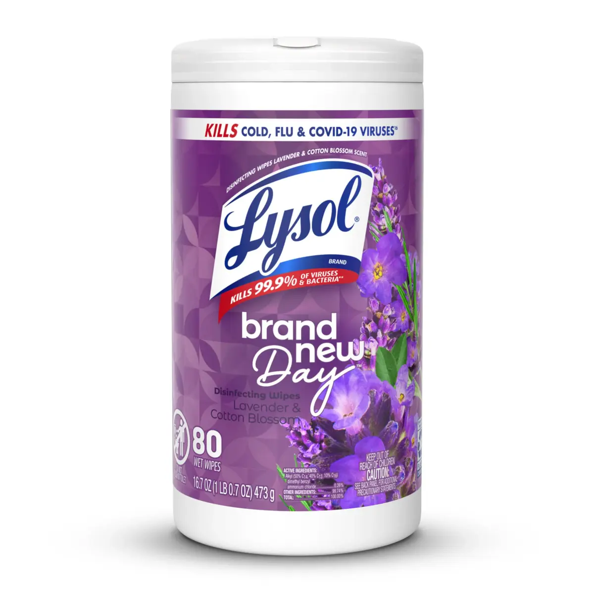 Lysol Disinfecting Wipes Multi-Surface Cleaner Lavender 80 ct | Kills 99.9% of Viruses & Bacteria - main product image