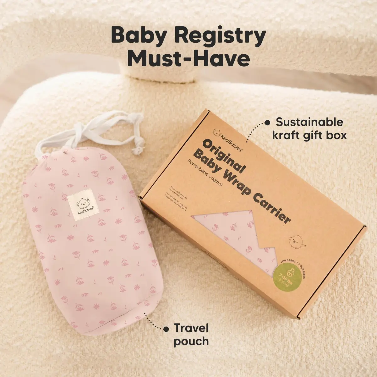 KeaBabies Original Baby Wrap Carrier Pink Daisies | Ergonomic, IHDI Certified, Breathable Fabric - view 9