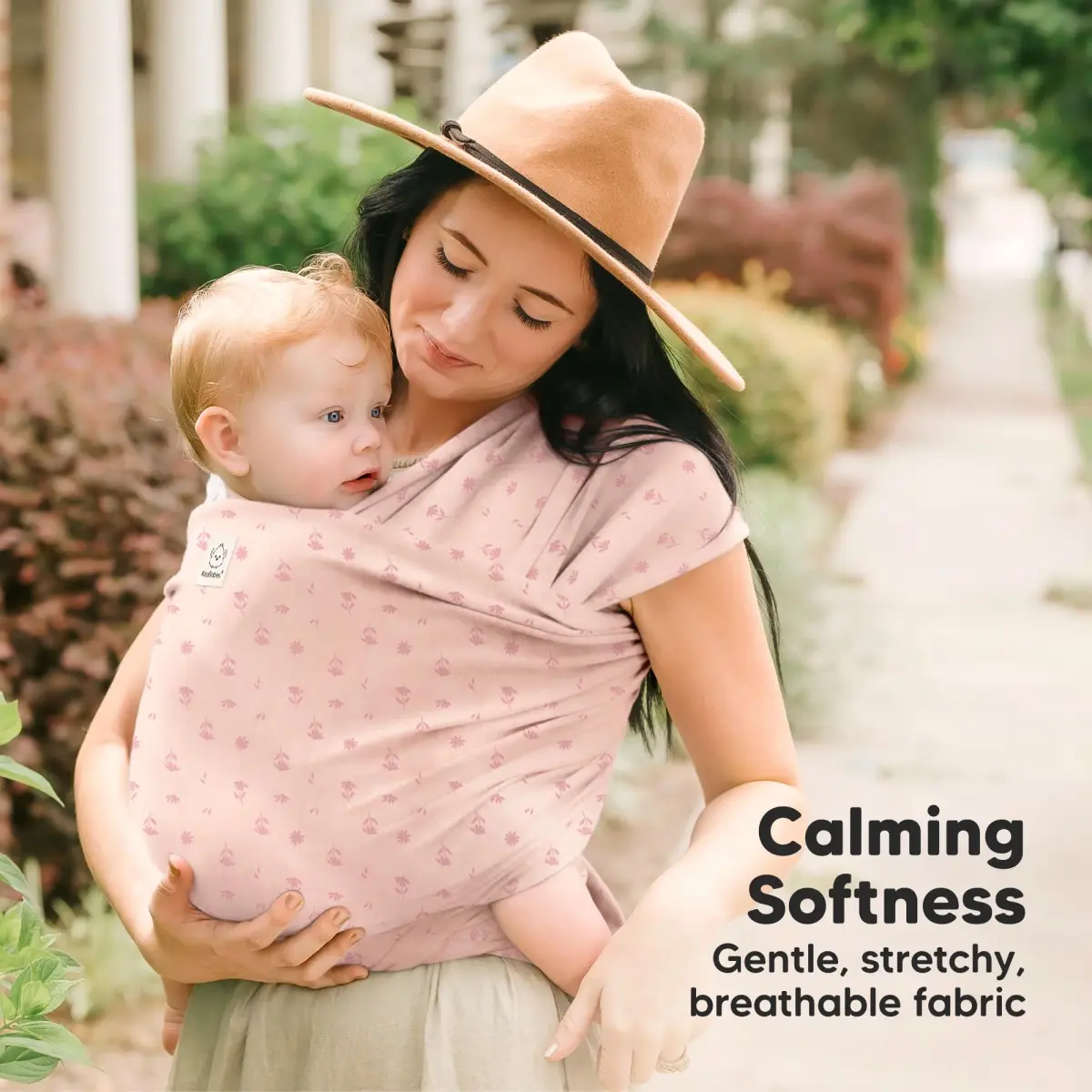 KeaBabies Original Baby Wrap Carrier Pink Daisies | Ergonomic, IHDI Certified, Breathable Fabric - view 3