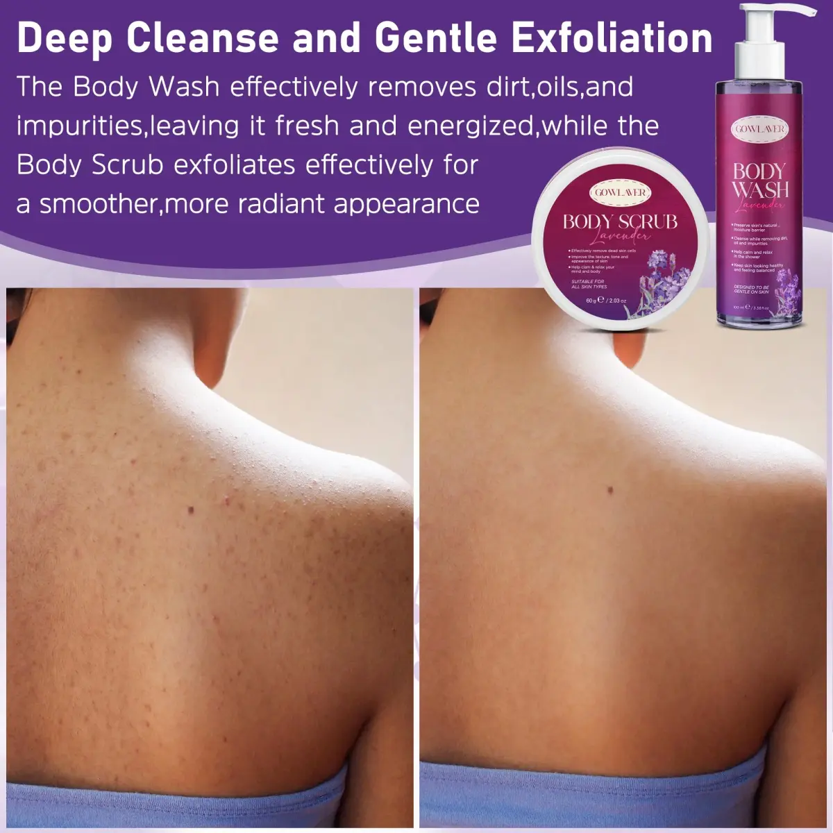 GOWLAVER Relaxing Bath & Spa Gift Set with Lavender Body Wash, Scrub, Lotion, Epsom Salt & Greeting Card | 6-Piece Set - view 3