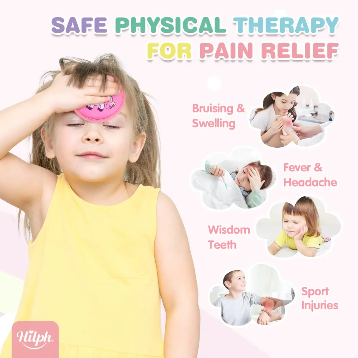 Hilph Kids Ice Packs for Boo Boos, 3 Unicorn Ice Packs with Handheld Strap & Extra Long Strap (9.9 cm Diameter) - view 2