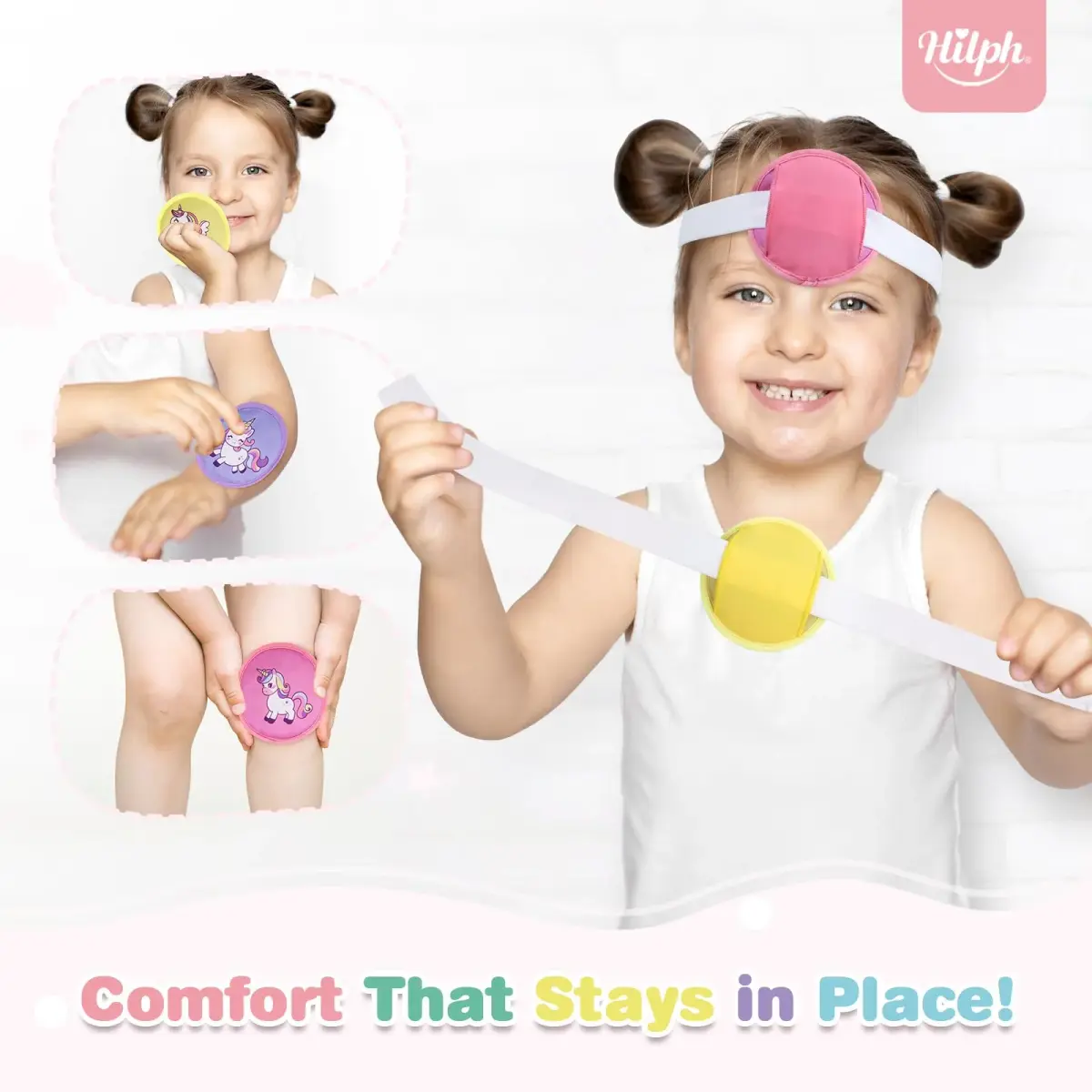 Hilph Kids Ice Packs for Boo Boos, 3 Unicorn Ice Packs with Handheld Strap & Extra Long Strap (9.9 cm Diameter) - view 4