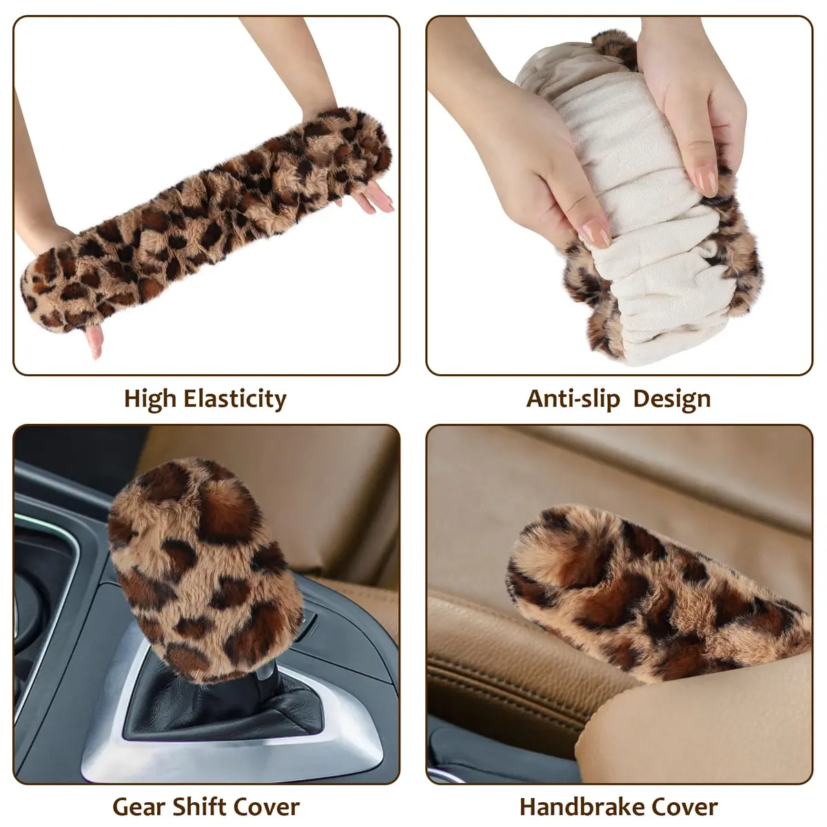 Accmor Fuzzy Car Steering Wheel Cover, Brown | Warm Fluffy Auto Wheel Protector for Men Women - view 5