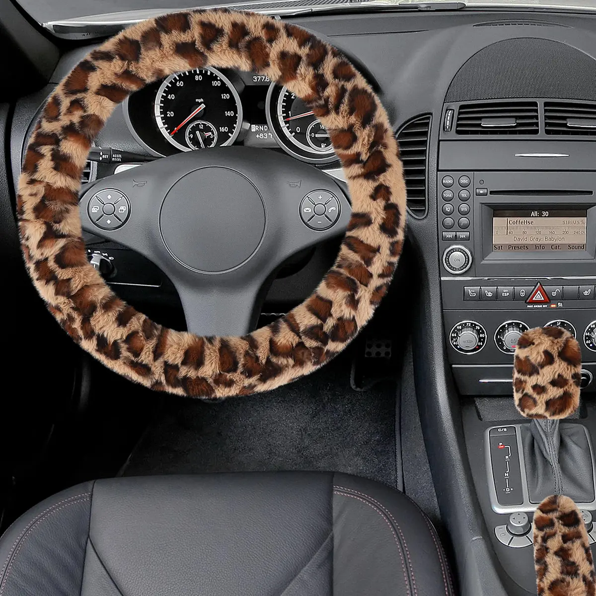 Accmor Fuzzy Car Steering Wheel Cover, Brown | Warm Fluffy Auto Wheel Protector for Men Women - view 3