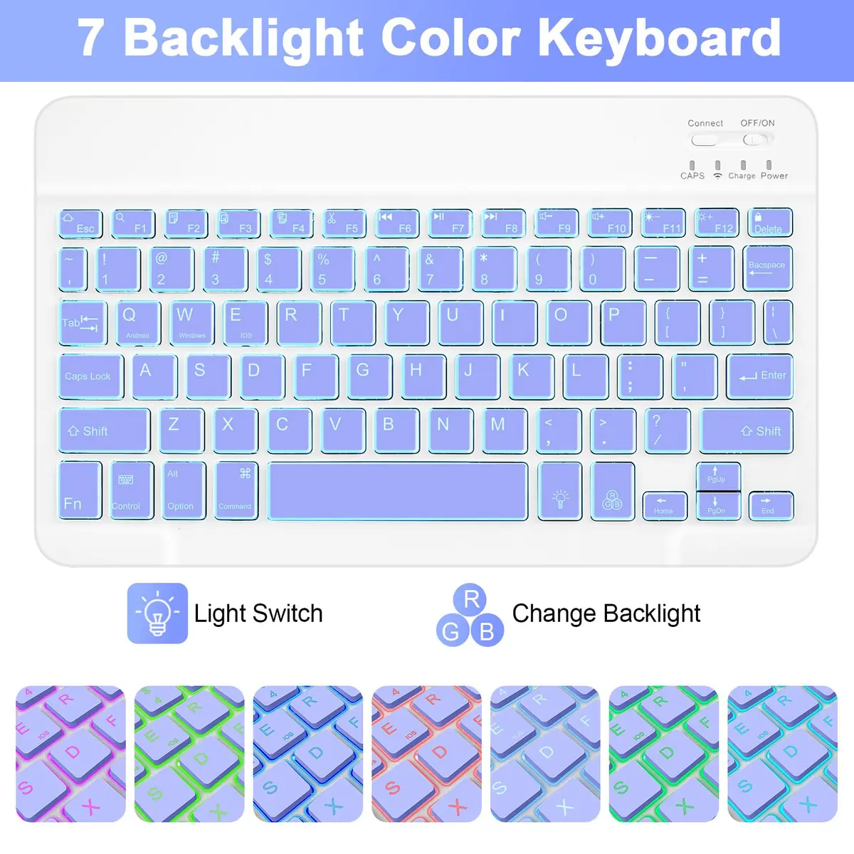 SOPPY Backlit Keyboard Case with Mouse for Samsung Galaxy Tab S10FE/S10 Lite 10.9 inch, S9FE/S9/S8/S7 11 inch, Purple - view 9