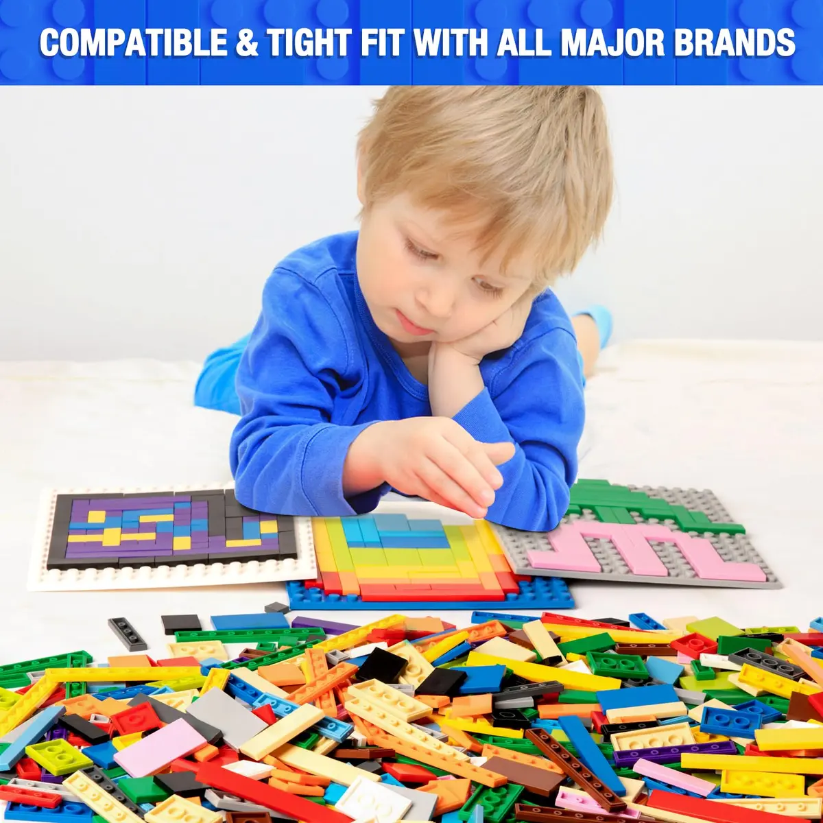 MANNIDOO Classic 1200 Piece Flat Tiles Expansion Set | Compatible with Lego, 12 Colors - view 5