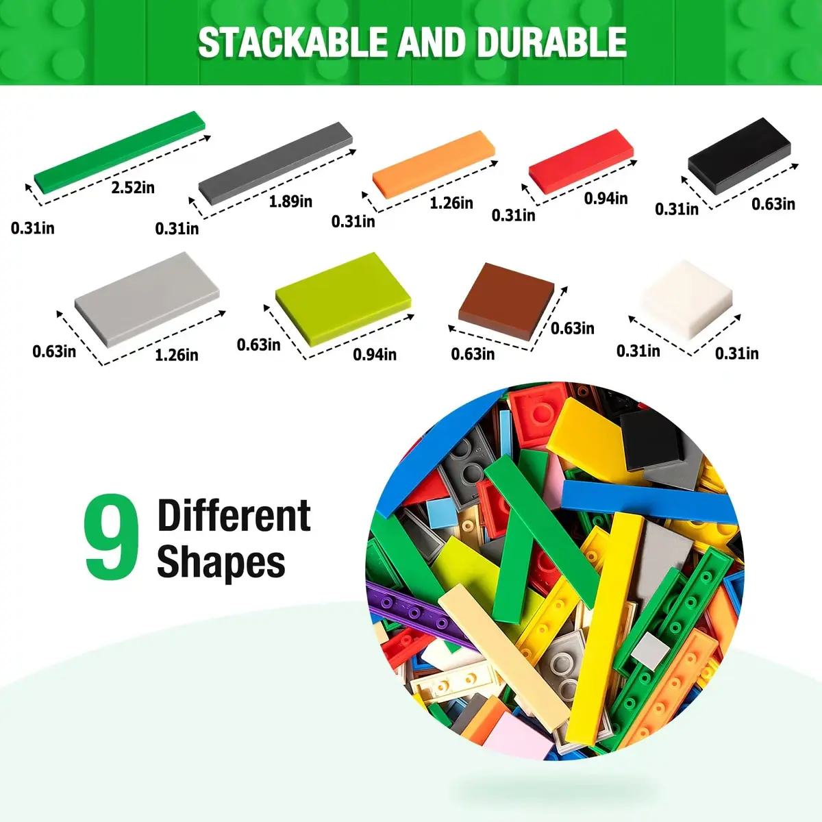 MANNIDOO Classic 1200 Piece Flat Tiles Expansion Set | Compatible with Lego, 12 Colors - view 2