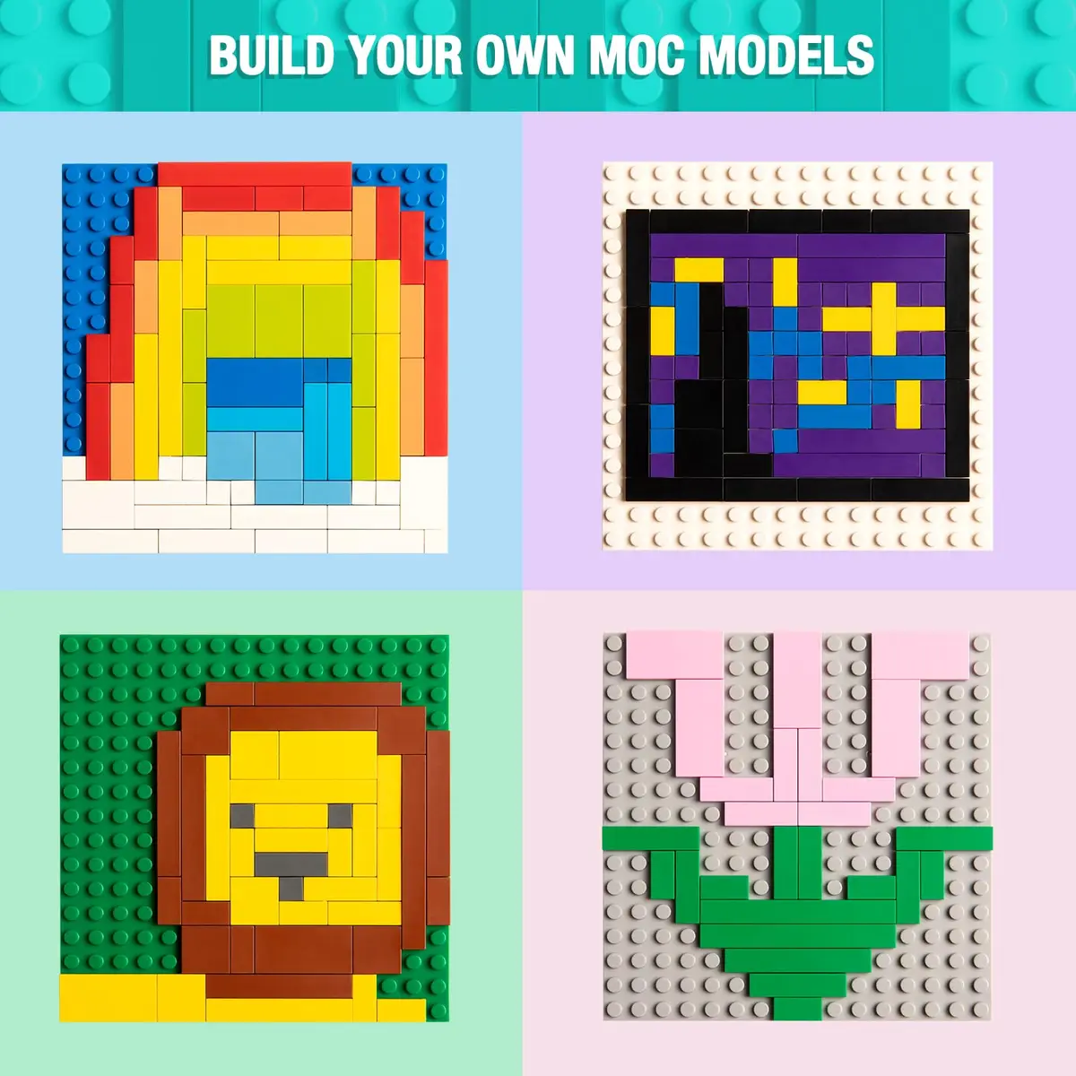 MANNIDOO Classic 1200 Piece Flat Tiles Expansion Set | Compatible with Lego, 12 Colors - view 4