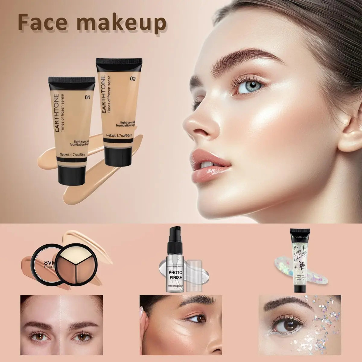 MONRUEVT All-in-One Makeup Kit for Women & Teens | Full Face Essentials with 16-Shade Palette & 8 Brushes - view 6