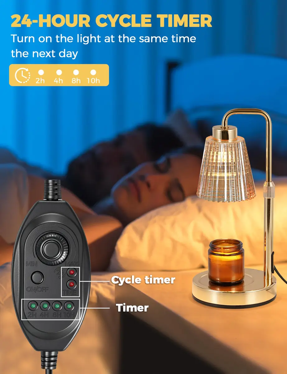 GODONLIF Gold Candle Warmer Lamp with 24h Cycle Timer, Dimmable Wax Melt Warmer - view 4