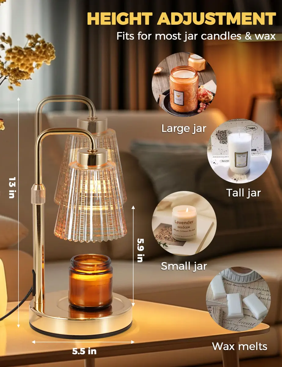GODONLIF Gold Candle Warmer Lamp with 24h Cycle Timer, Dimmable Wax Melt Warmer - view 5