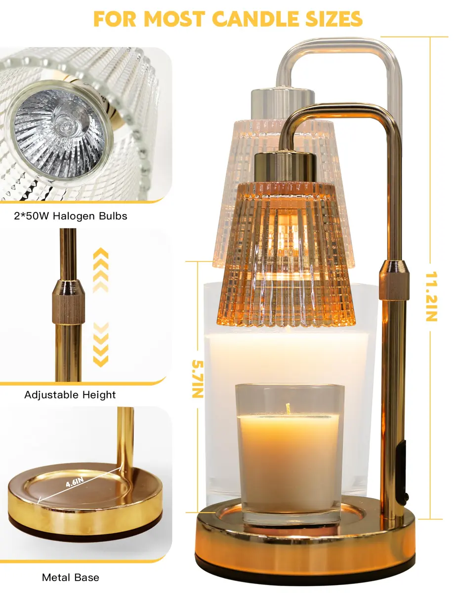 GODONLIF Gold Candle Warmer Lamp with 24h Cycle Timer, Dimmable Wax Melt Warmer - view 6