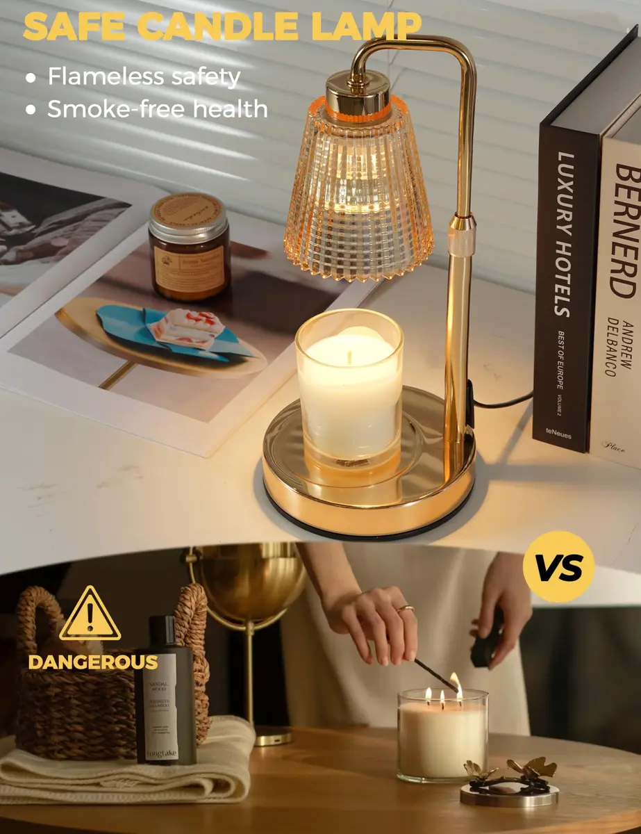 GODONLIF Gold Candle Warmer Lamp with 24h Cycle Timer, Dimmable Wax Melt Warmer - view 2