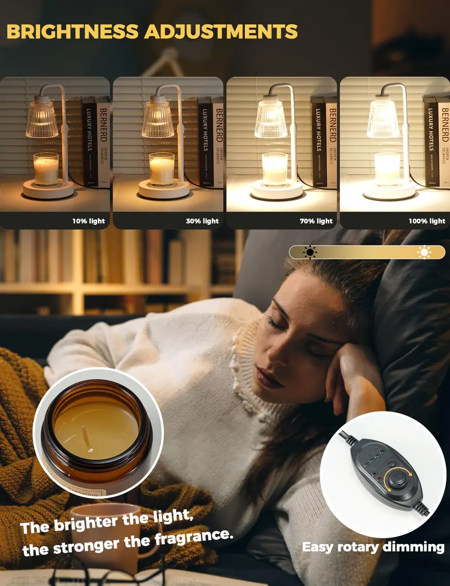 GODONLIF White Candle Warmer Lamp with 24h Cycle Timer, Dimmable Wax Melt Warmer - view 3