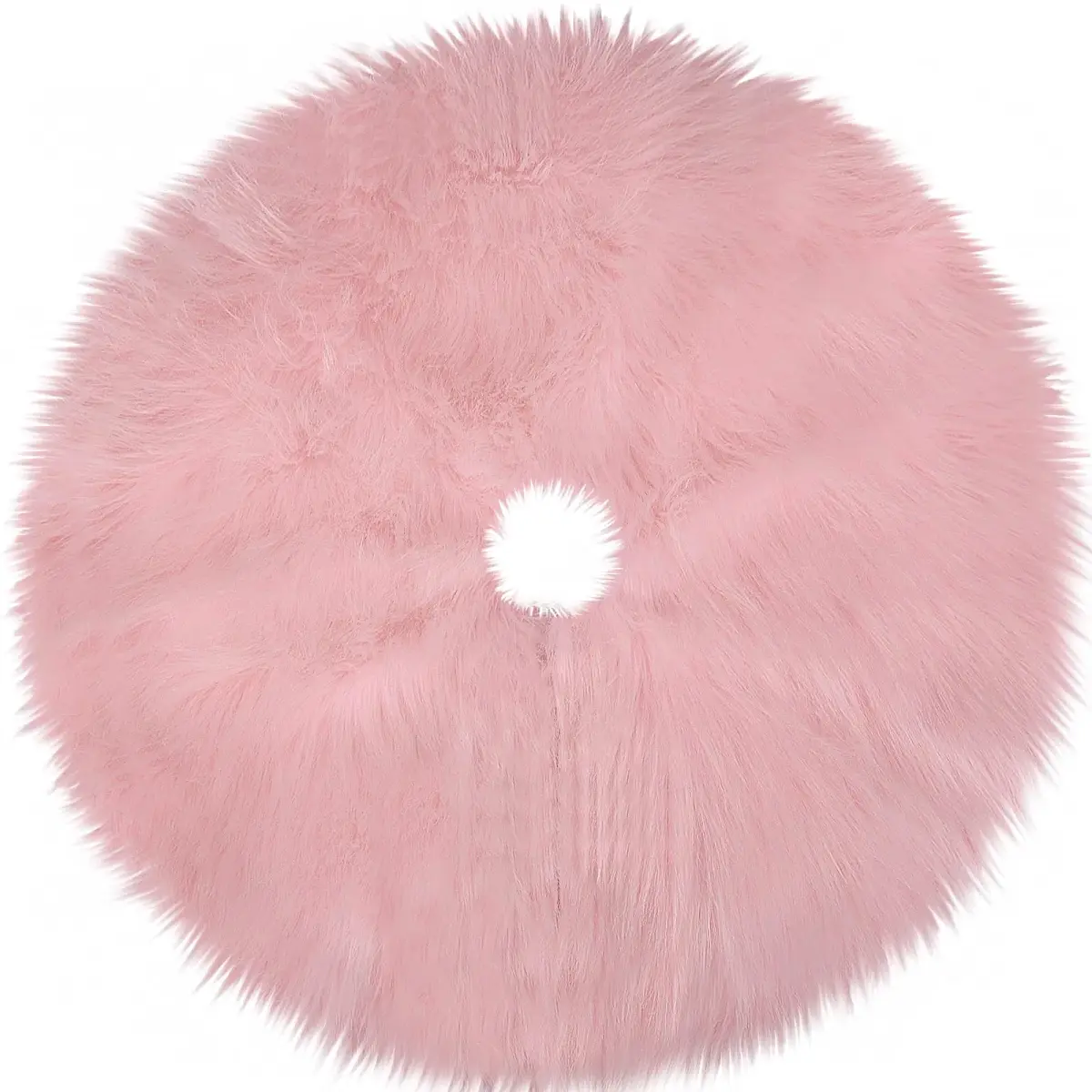 yuboo Light Pink Fur Tree Skirt 48 inch (122cm) | Pastel Pink Mother's Day Decorations for Artificial Trees 6-7 Ft - view 6