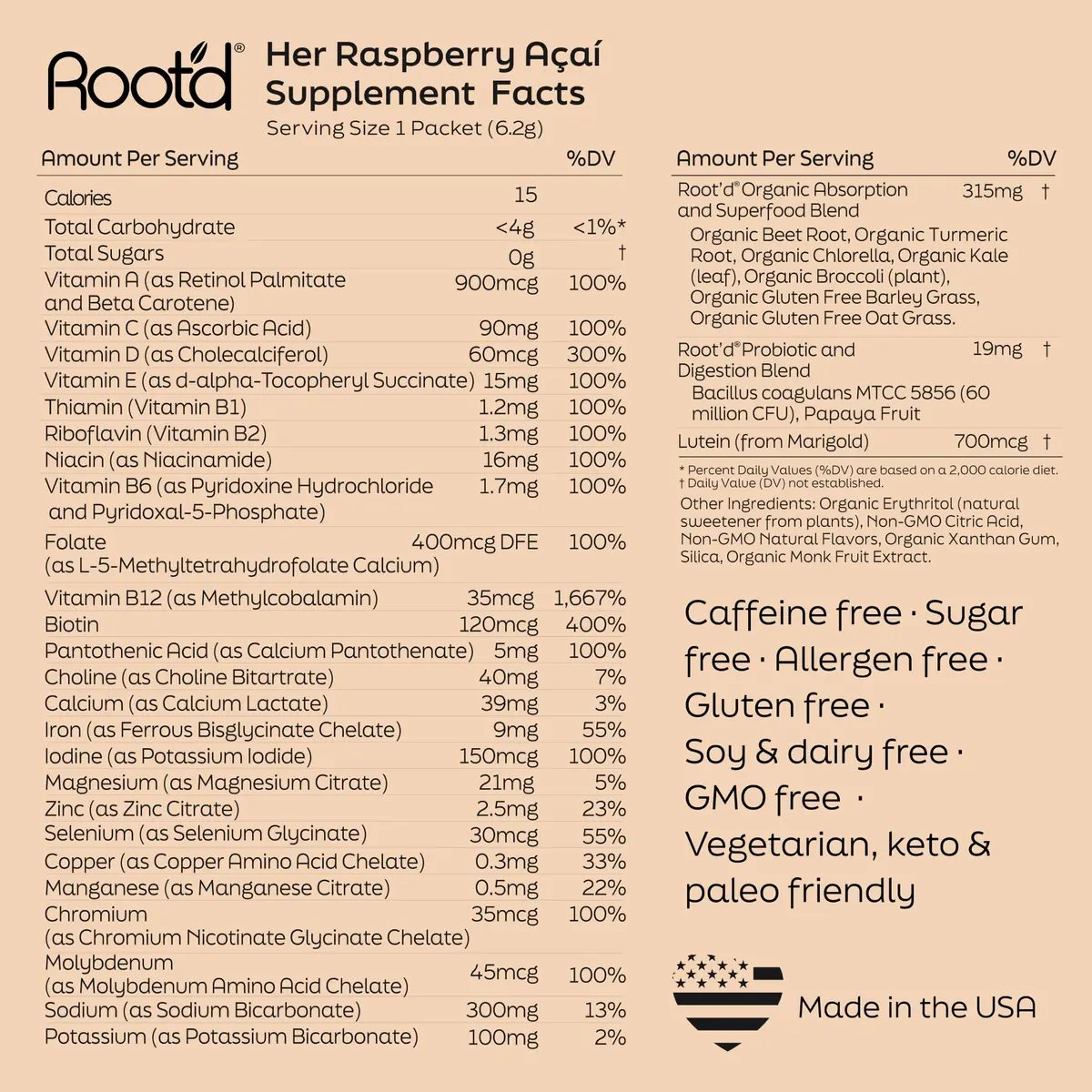 Root'd Multivitamin Powder for Women - 25 Vitamins & Minerals | 30 Count, Natural & Vegan - view 8