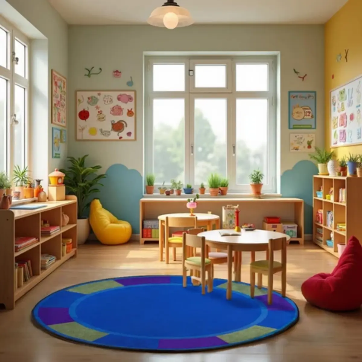 KIDCARPET.COM Cool Colors Circle Rug 6' Round | Classroom & Playroom Area Rug - view 6