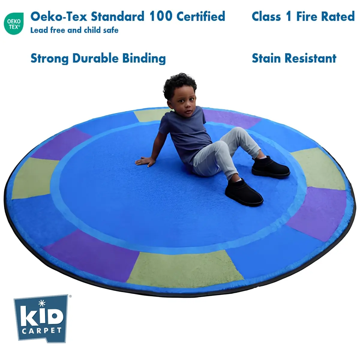 KIDCARPET.COM Cool Colors Circle Rug 6' Round | Classroom & Playroom Area Rug - view 3