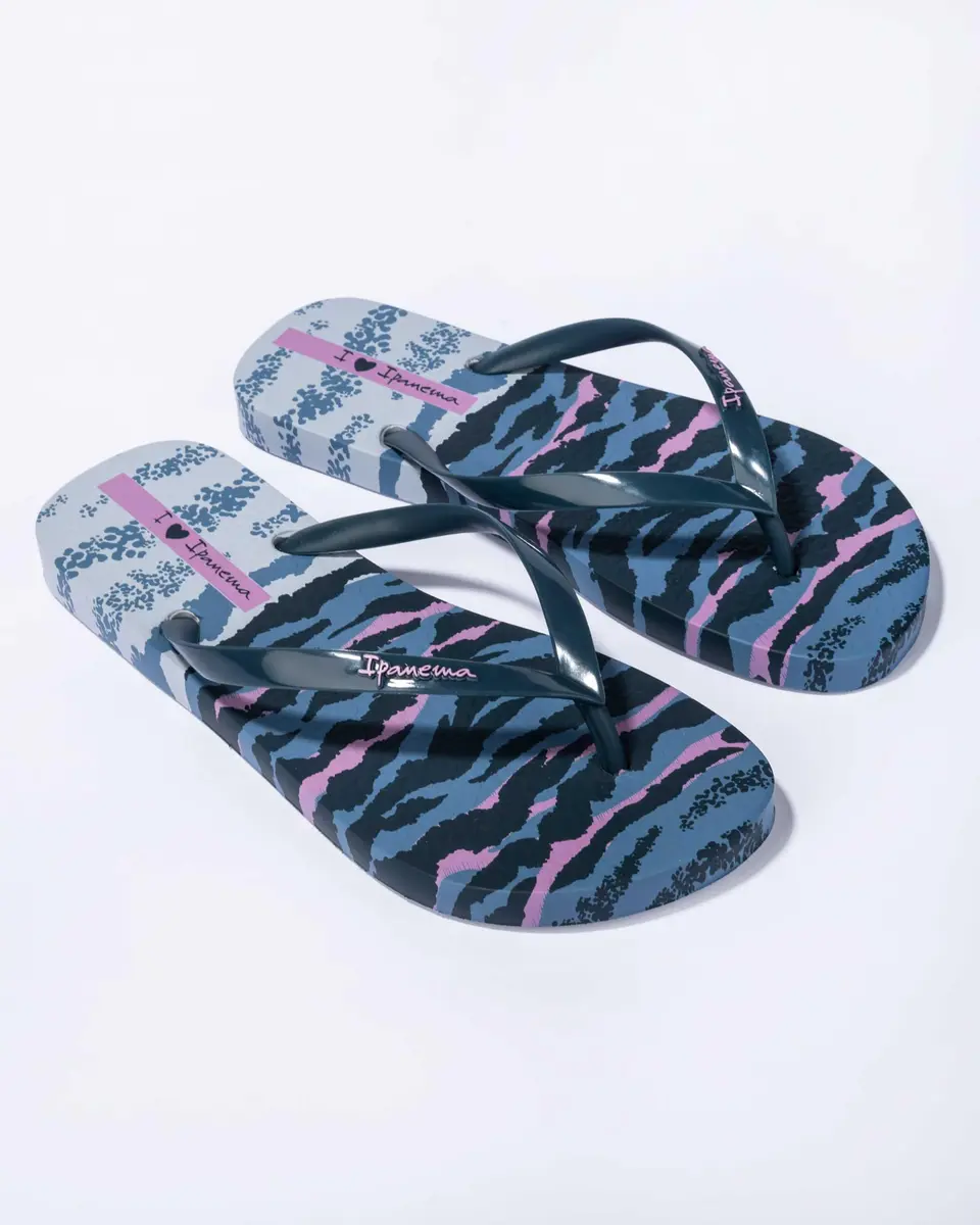 Ipanema Women Animal Print Vi Fem Flip-Flop, Blue Lilac, 9 UK | Elegant Animal Print with Metallic Straps - view 2