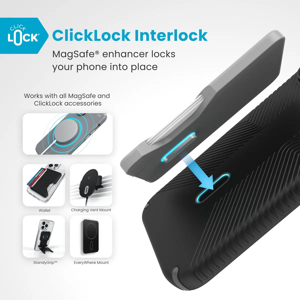 Speck Presidio 2 Grip iPhone 16 Pro Max Case - MagSafe & ClickLock Slim Black/Slate - view 3