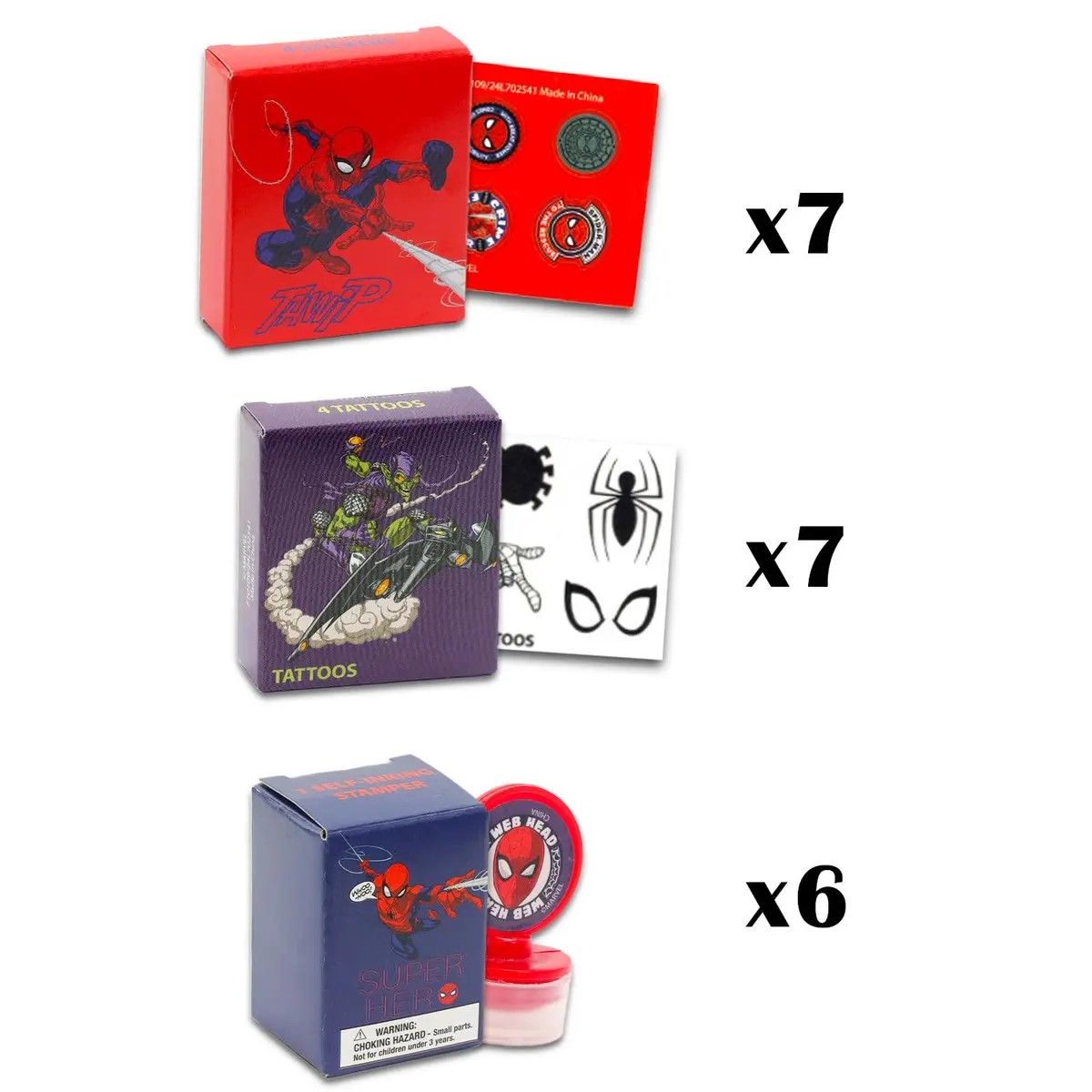 Marvel Spiderman Party Favors for 20 Guests | Superhero Favor Boxes with Stickers, Tattoos & Stampers - view 2