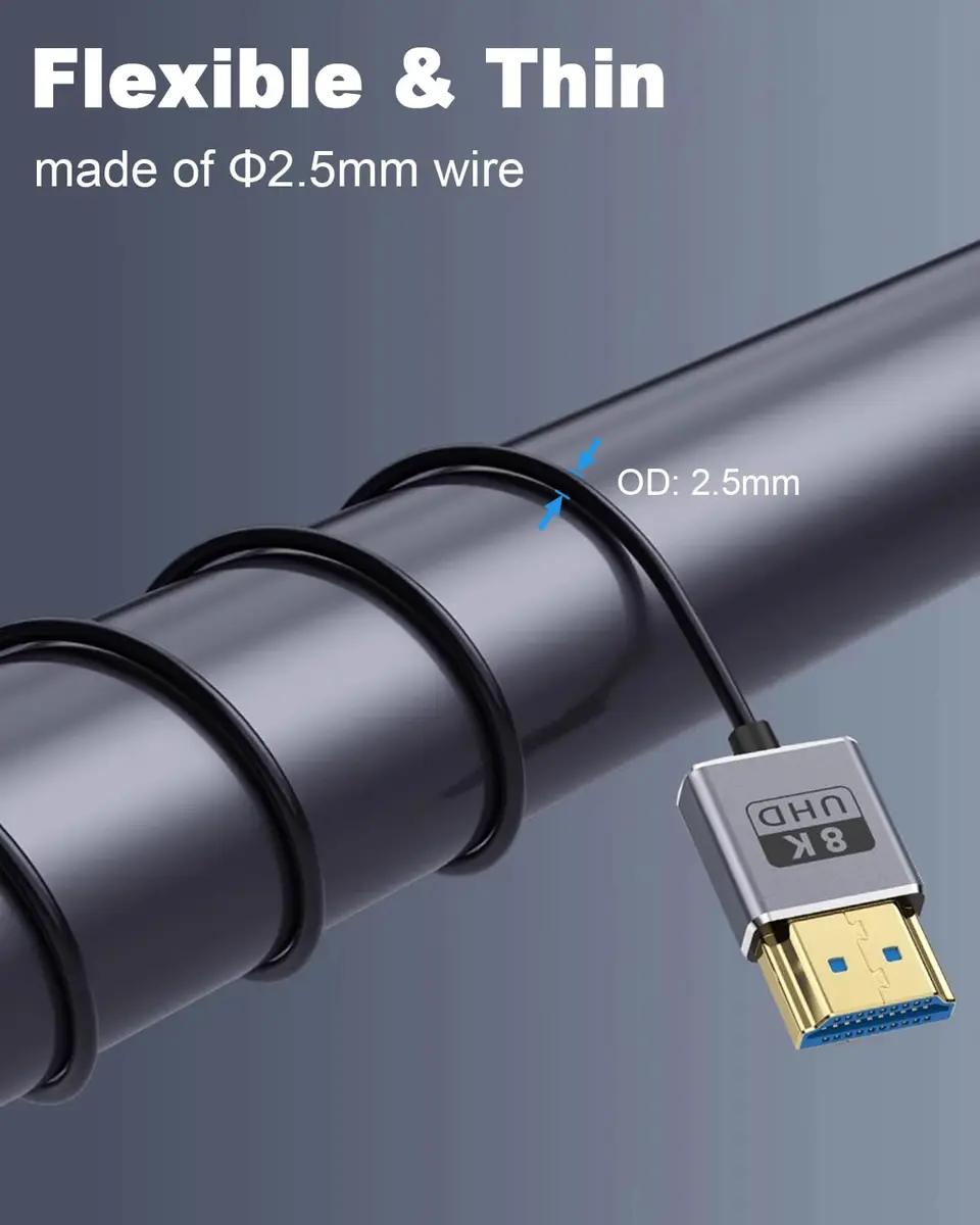 Duttek 8K Micro HDMI to HDMI Cable 30cm (1FT) | Right Angle Micro HDMI Male to HDMI Male Adapter Cable - view 3
