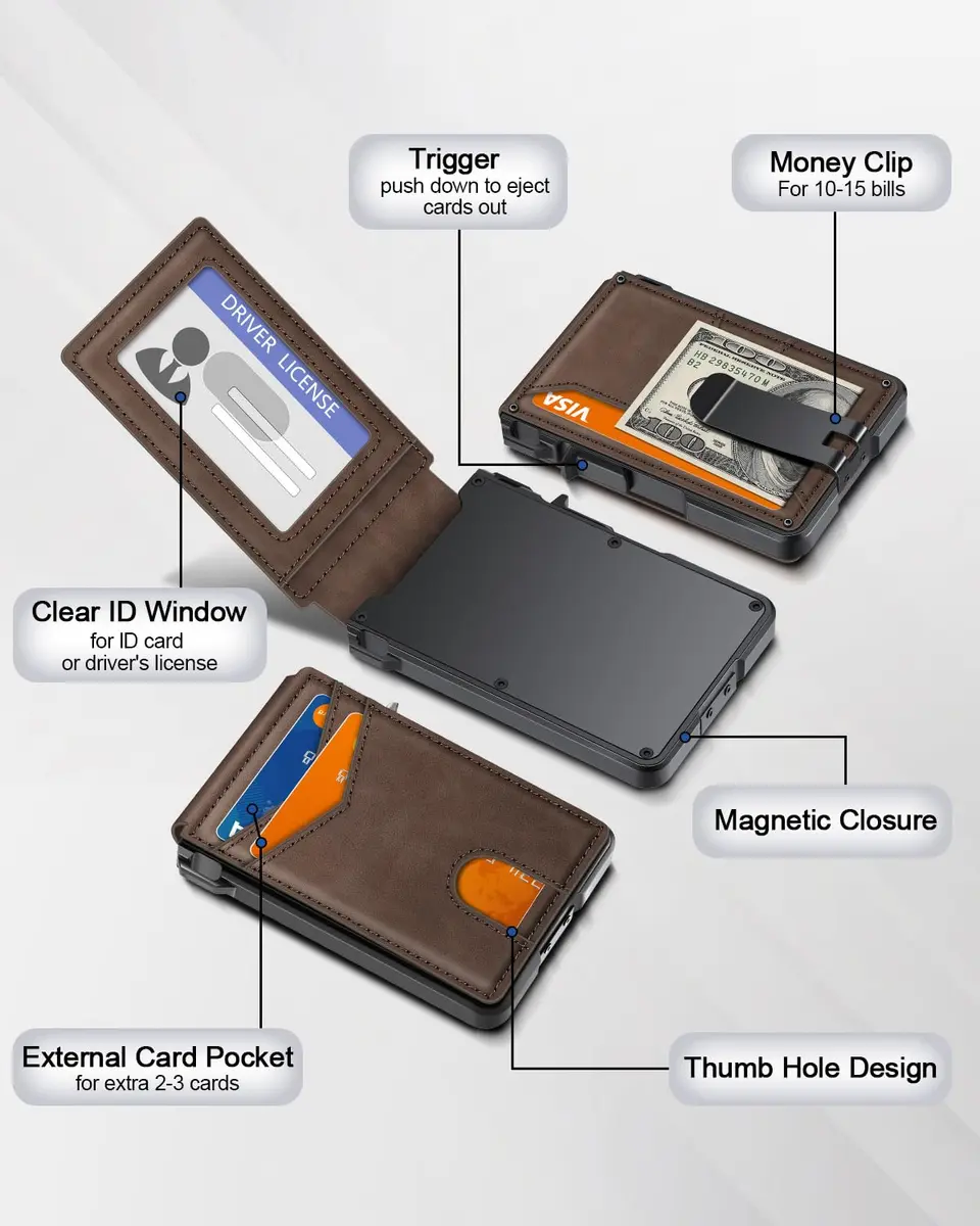 ZALVEX Wallet for Men, Minimalist RFID Bifold, Slim Compact 9-13 Cards | Flap Closure - view 5
