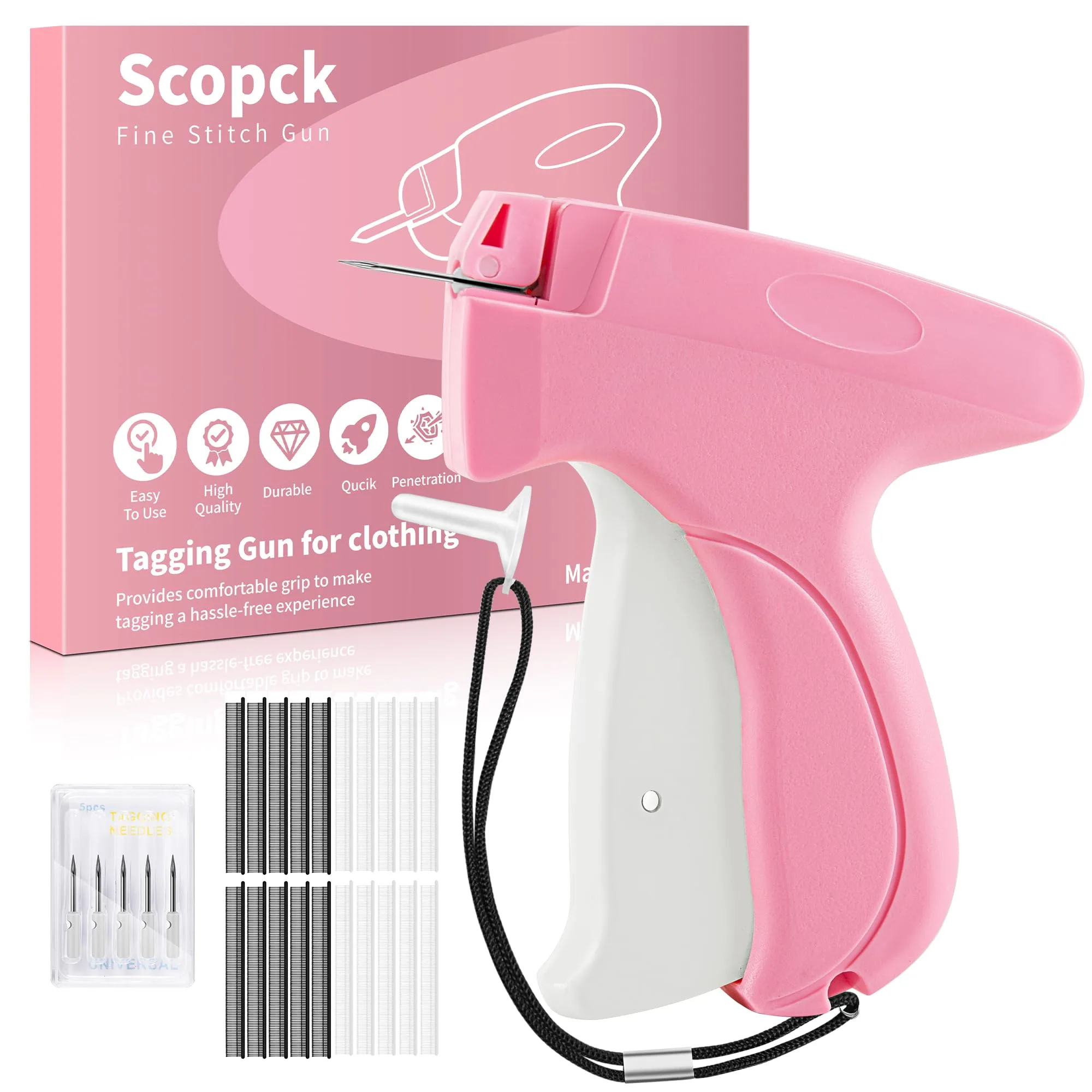 Scopck Handheld Stitch Gun for Clothes with 6 Needles & 2000 Fasteners | Quick Clothing Fixer - main product image