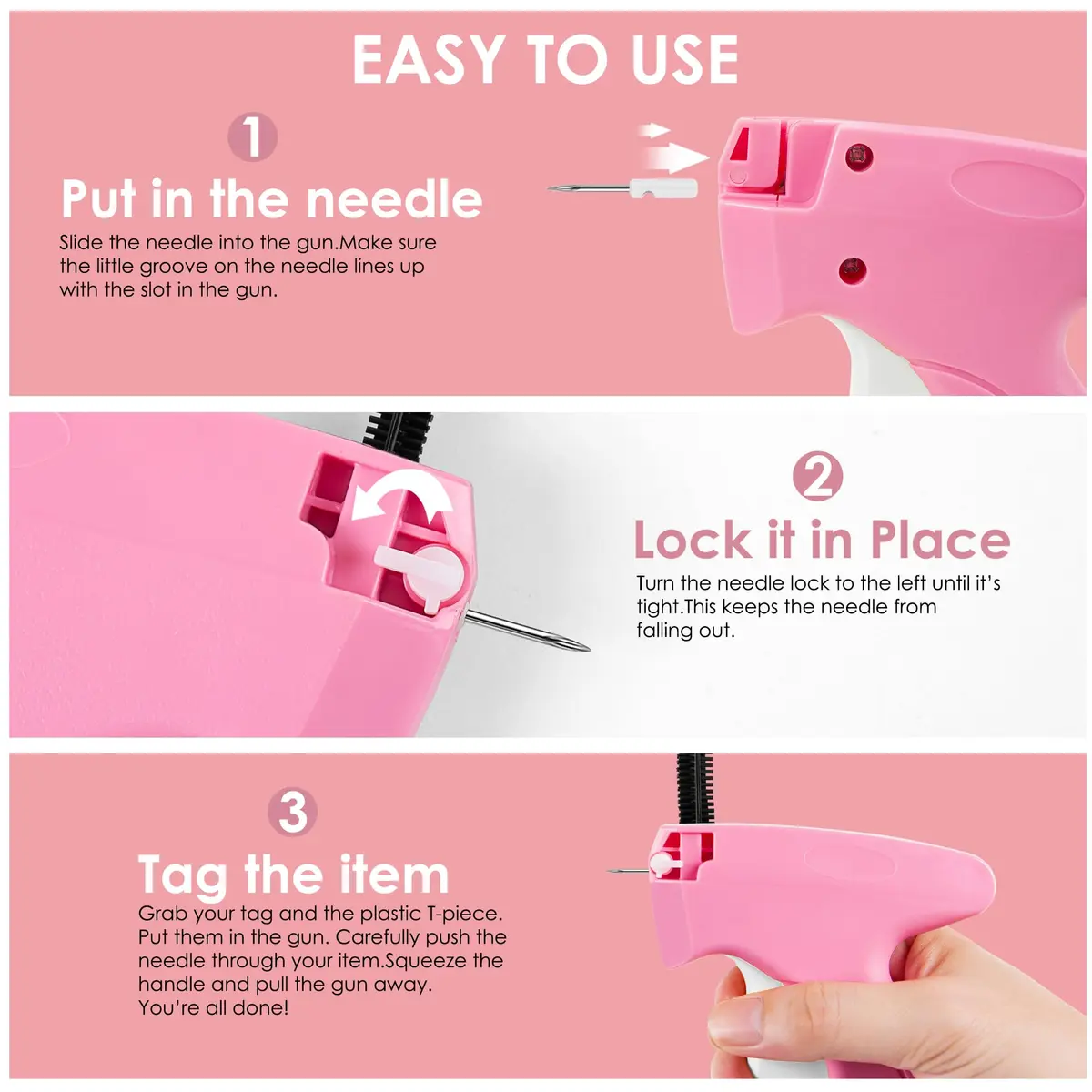 Scopck Handheld Stitch Gun for Clothes | 2000 Fasteners (1000 Black, 1000 White) - view 4