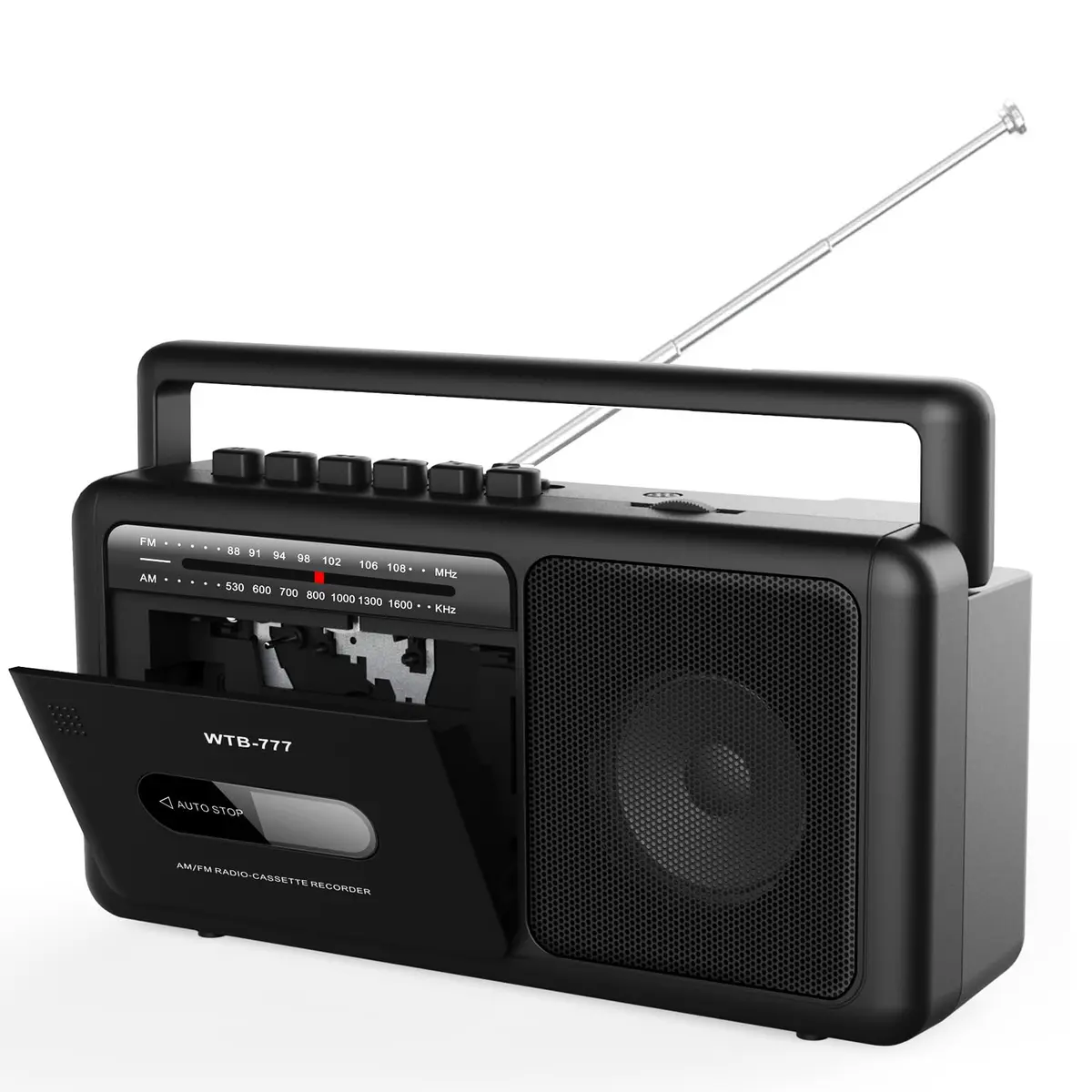 WIITHINK WTB-777 Portable Cassette Player Boombox with Bluetooth, USB, Recorder & AM/FM Radio | 9.8 x 3 x 5.1 inches - main product image