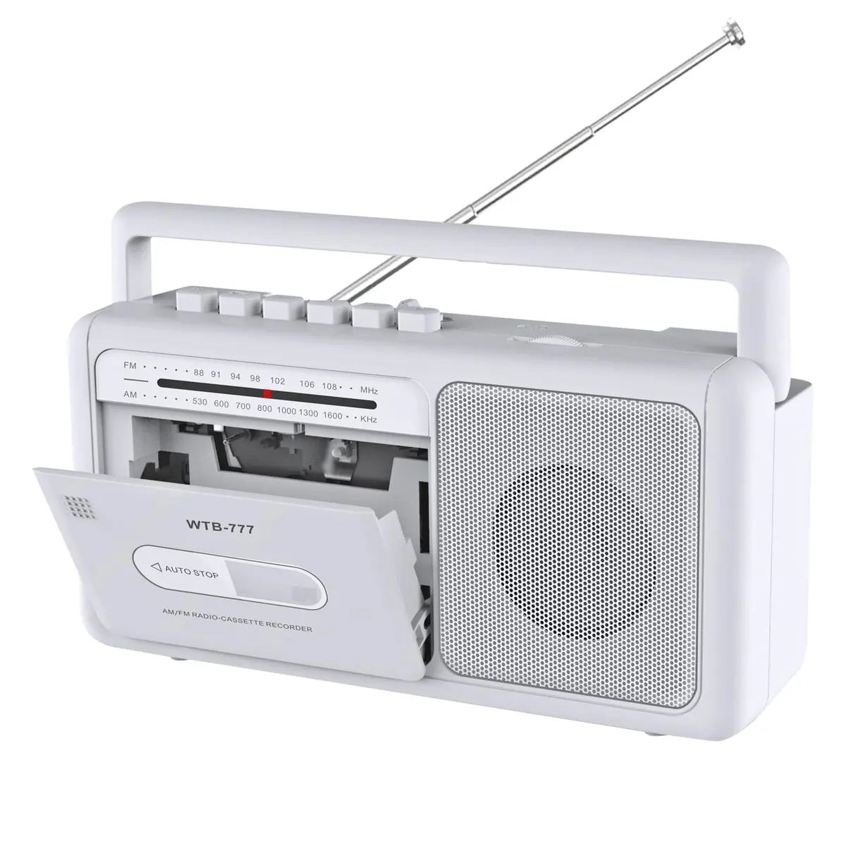 WIITHINK Cassette Tape Player and Recorder Boombox with Bluetooth, AM/FM Radio, USB, White | Portable Retro Audio Player - main product image