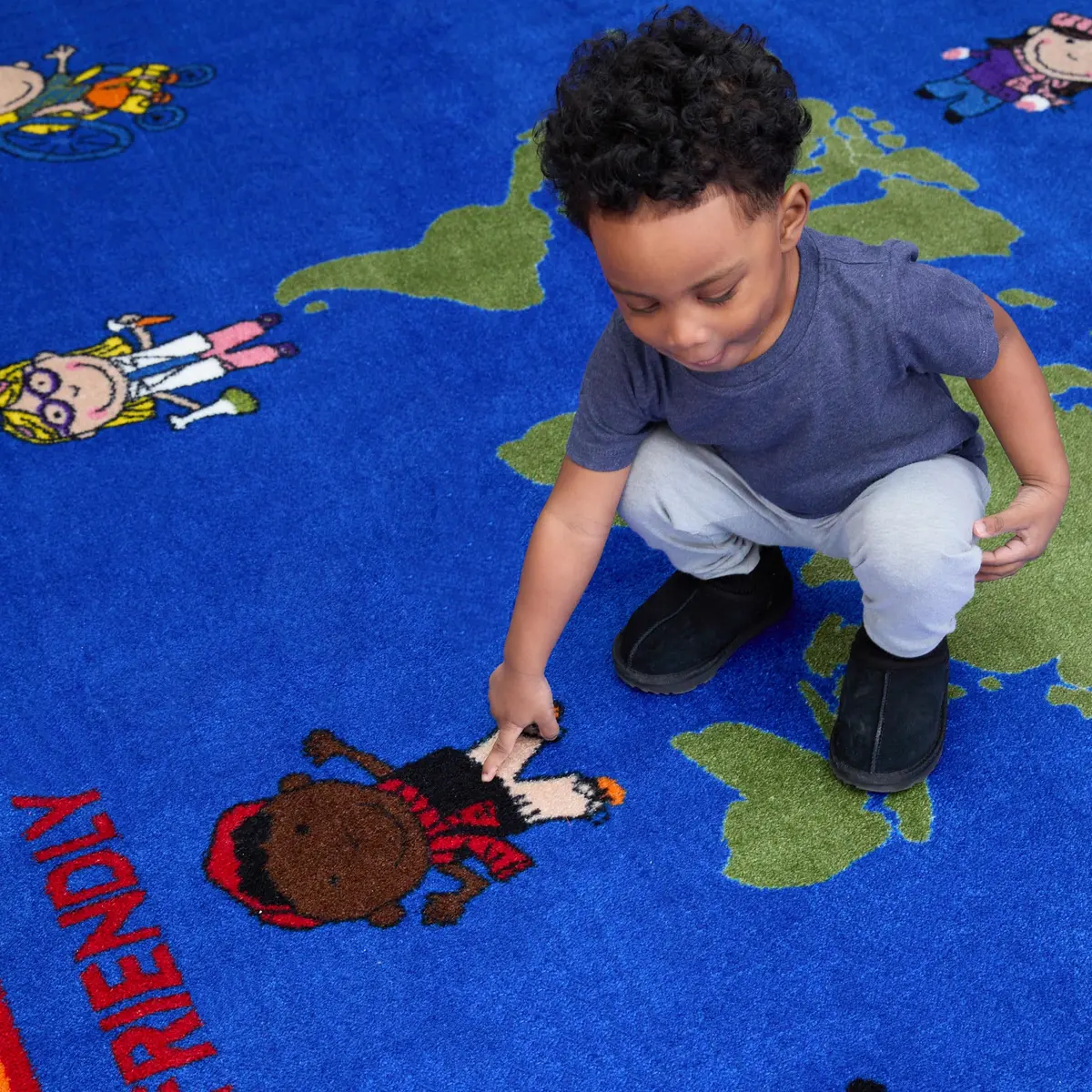 KIDCARPET.COM Our World of Virtue Classroom Rug 4' x 6' Oval | Bright Educational Kids Rug for Nursery & Playroom - view 3