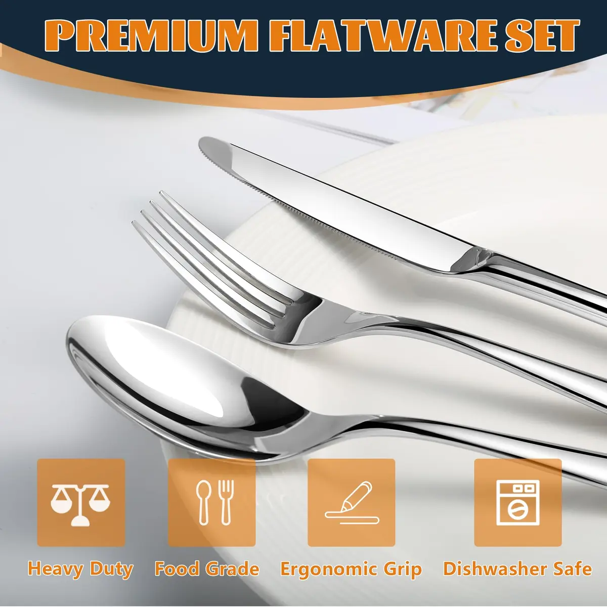Nice Kitchen Silverware Set for 12 | Heavy Duty Stainless Steel Flatware 60 Piece - view 2