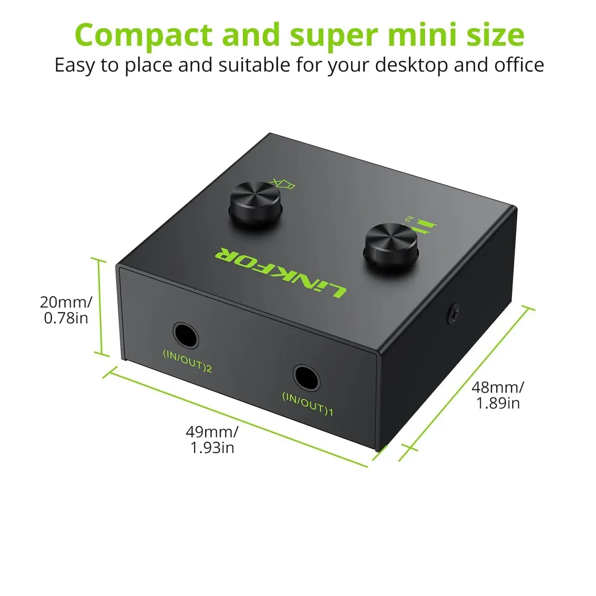 LiNKFOR 2 x 1/1 x 2 3.5mm Stereo Audio Switch Audio Switcher | Mute Button, No Power Needed - view 8