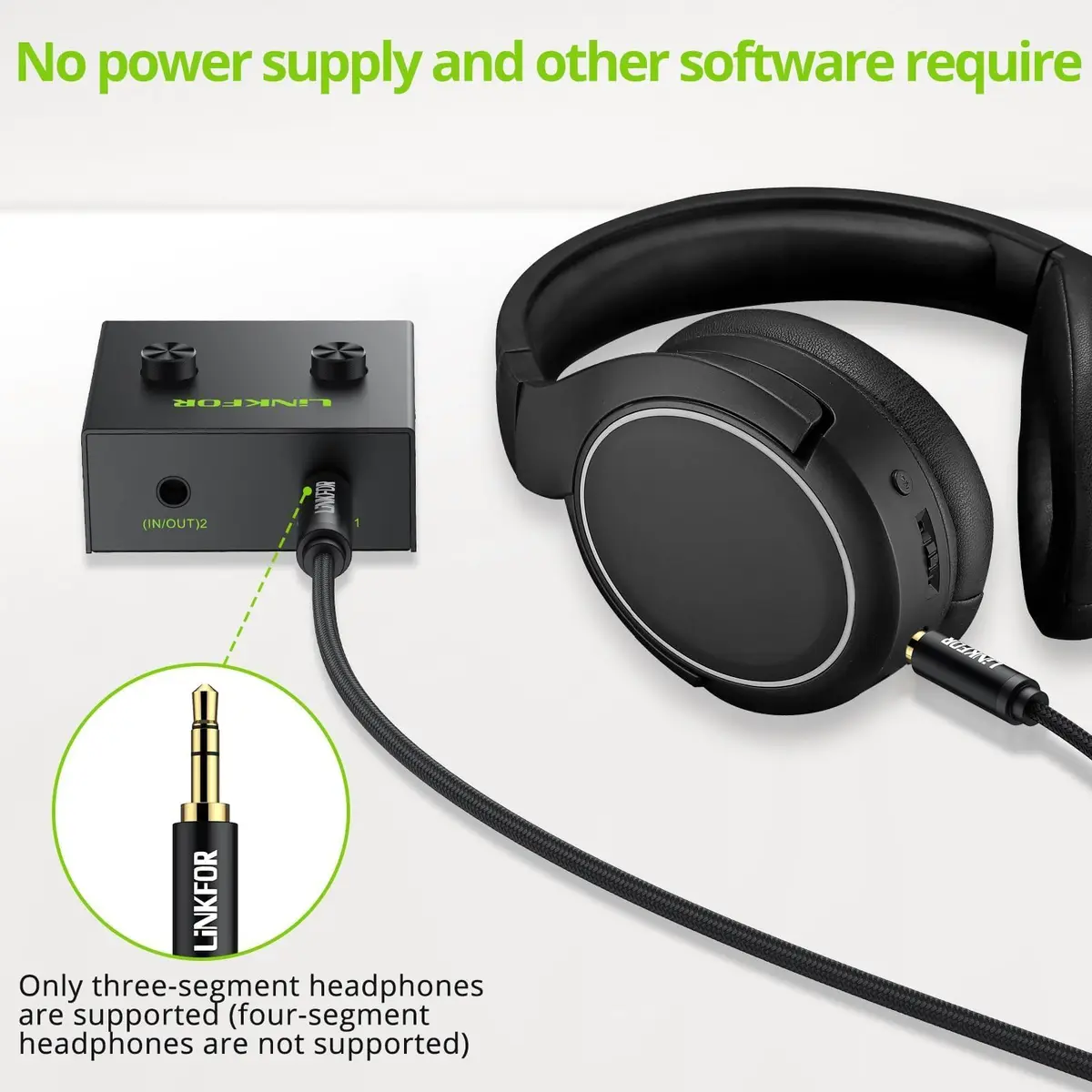 LiNKFOR 2 x 1/1 x 2 3.5mm Stereo Audio Switch Audio Switcher | Mute Button, No Power Needed - view 4