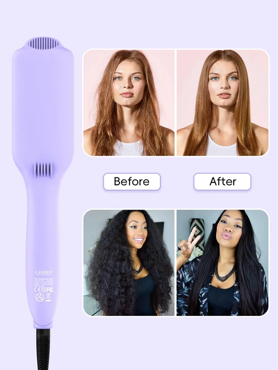 LANDOT Hair Straightener Brush for Women, Dual Voltage | Nourishing Ionic & Keratin Care (70-120 chars) - view 6