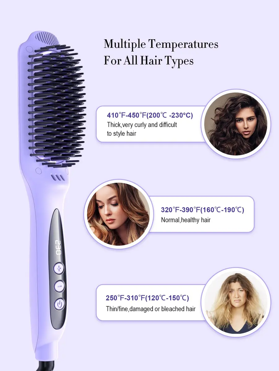 LANDOT Hair Straightener Brush for Women, Dual Voltage | Nourishing Ionic & Keratin Care (70-120 chars) - view 4