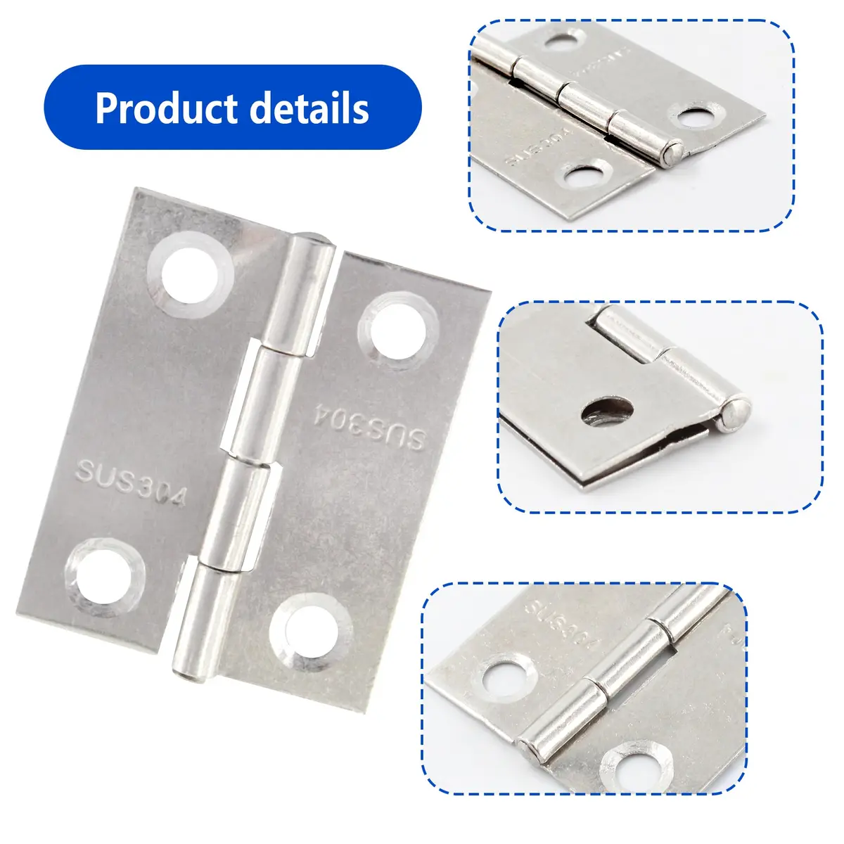 Adyoney 1.42 inch 304 Stainless Steel Flat Hinges (36x29x3.7mm / 1.42x1.14x0.15inch) | Pack of 20 with 80 Screws - view 4
