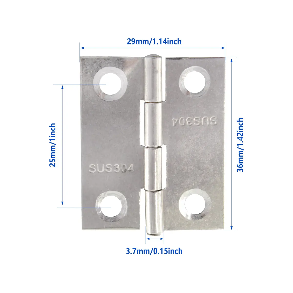 Adyoney 1.42 inch 304 Stainless Steel Flat Hinges (36x29x3.7mm / 1.42x1.14x0.15inch) | Pack of 20 with 80 Screws - view 2
