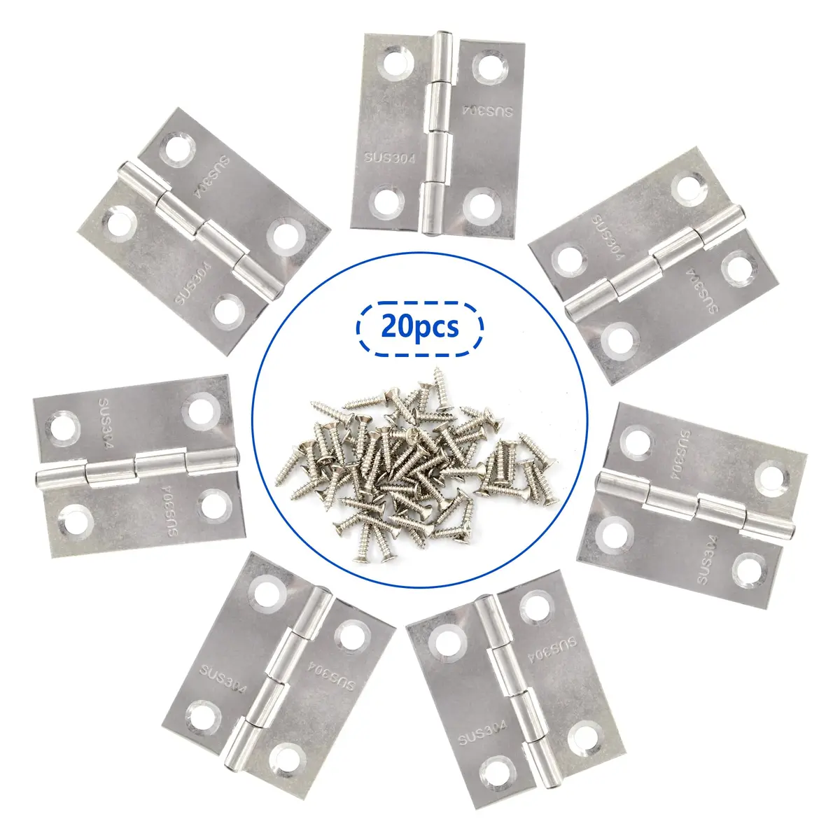 Adyoney 1.42 inch 304 Stainless Steel Flat Hinges (36x29x3.7mm / 1.42x1.14x0.15inch) | Pack of 20 with 80 Screws - view 3