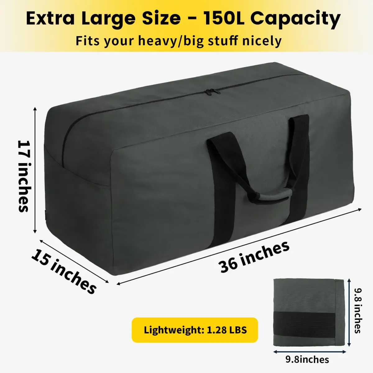 Vorspack 150L Extra Large Grey Duffle Bag for Travel & Camping - view 2