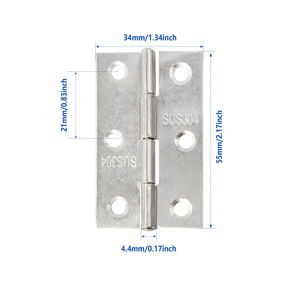 Adyoney 20Pcs 304 Stainless Steel Flat Hinges 55x34x4.4mm (2.17x1.34x0.17inch) | Pack of 20 with 120 Screws - view 2