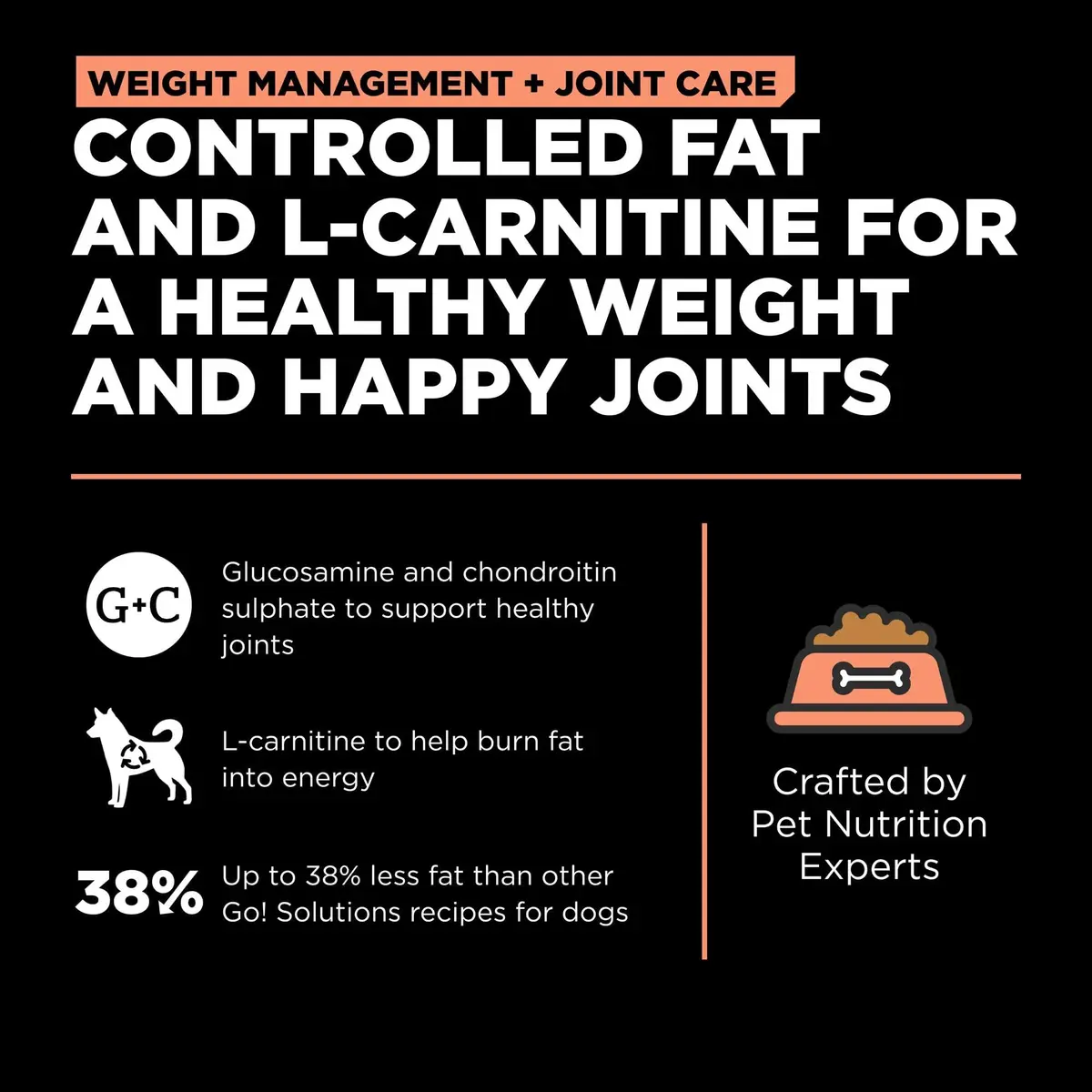 Go! Solutions Weight Management + Joint Care Salmon Dry Dog Food, 12 lb | Supports Healthy Weight & Joints - view 5