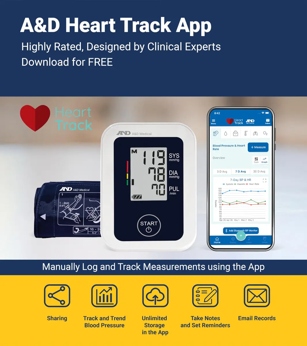 A&D Medical UA-651SAC Upper Arm Blood Pressure Monitor with Small Cuff (16-24 cm) | Clinical Grade Accuracy - view 8
