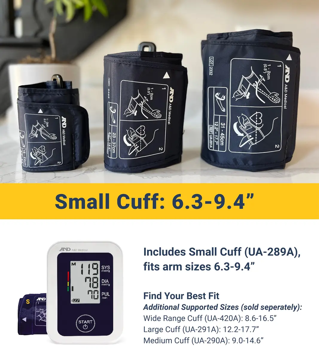 A&D Medical UA-651SAC Upper Arm Blood Pressure Monitor with Small Cuff (16-24 cm) | Clinical Grade Accuracy - view 2
