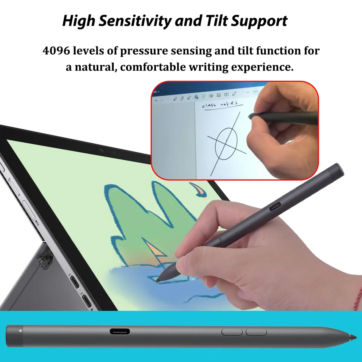 Mingxiong Active Stylus Pen PN7522W Compatible with Dell 2-in-1s | 4096 Pressure Levels, Palm Rejection, Bluetooth Support - view 5